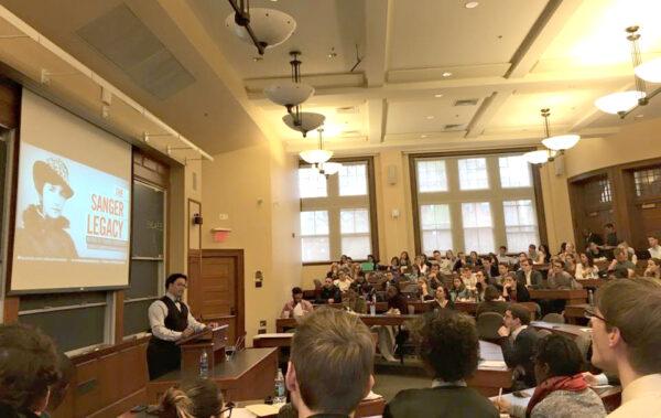 Ryan Bomberger speaks at Harvard. He has noticed that students are presented with a "narrow, singular perspective" at most college campuses.