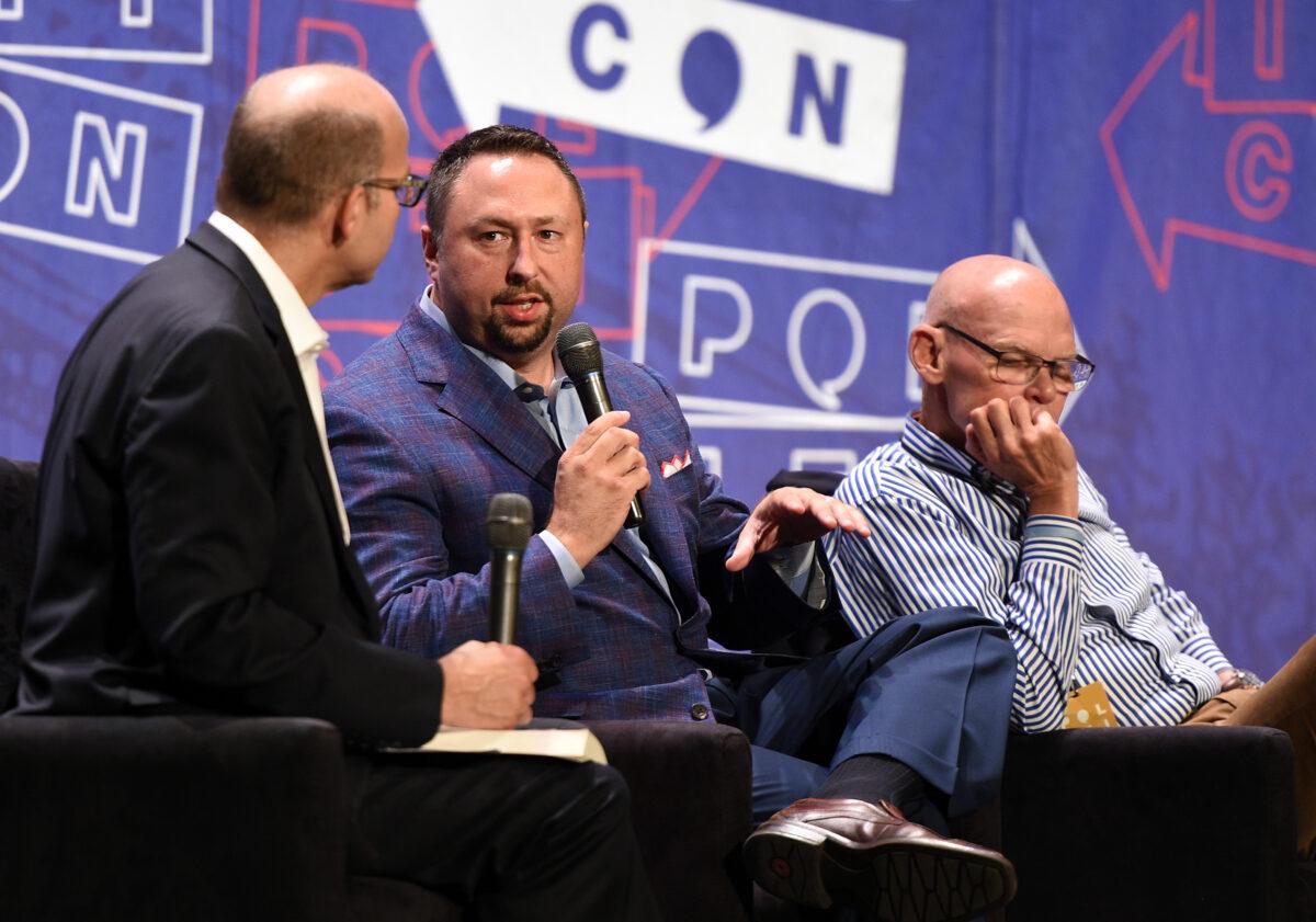 Jason Miller (C) at the 'Deconstructing: How Trump Won' panel during Politicon at Pasadena Convention Center in Pasadena, California, on July 30, 2017. (Joshua Blanchard/Getty Images for Politicon)