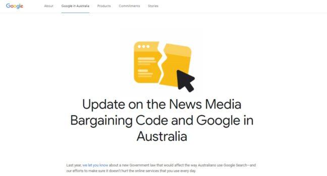 Update from Google Australia Managing Director Mel Silva on Jan. 14, 2021. (Screenshot)