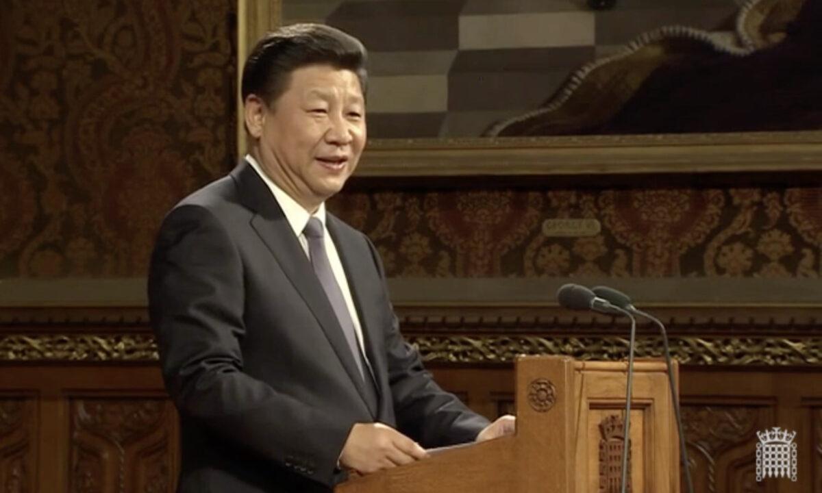 Chinese leader Xi Jinping addresses the UK Parliament during a state visit, in Westminster, London, on Oct. 20, 2015. (Parliamentlive.tv/Screenshot)