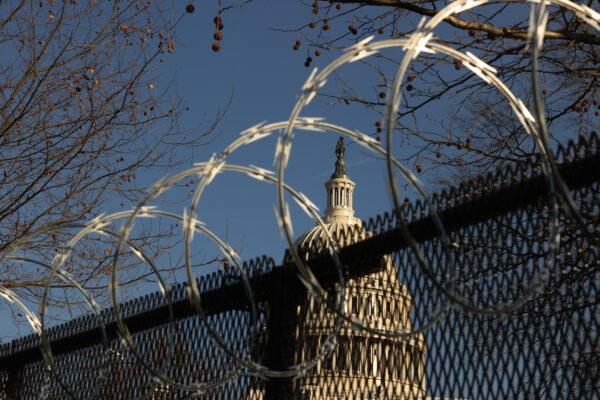 Concertina razor wire tops the 8-foot 'non-scalable' fence that surrounds the U.S. Capitol in Washington on Jan. 14, 2020. (Chip Somodevilla/Getty Images)