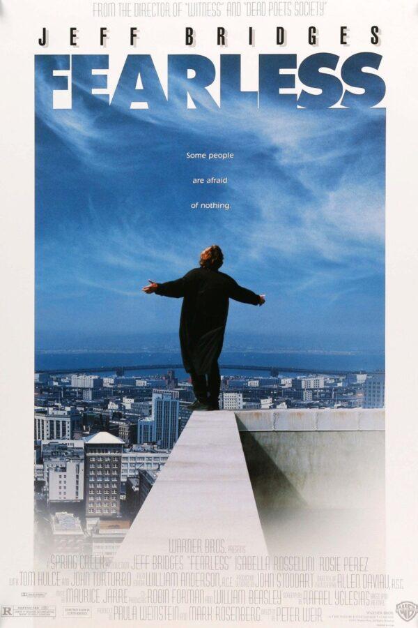 The poster for “Fearless” shows the unforgettable scene of the protagonist dancing on the ledge of a tall building. (Warner Bros.)