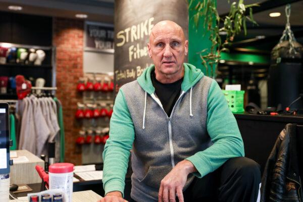 Mark Royce, owner of STRIKE Fitness boxing club in Rogers, Minn., on Dec. 30, 2020. (Charlotte Cuthbertson/The Epoch Times)