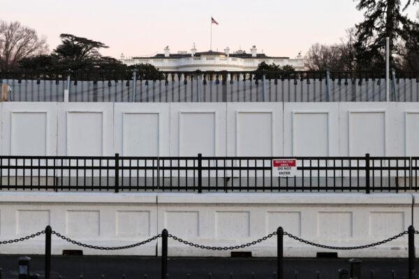 Fences block off the White House South Lawn on Jan. 16, 2021. (Michael M. Santiago/Getty Images)