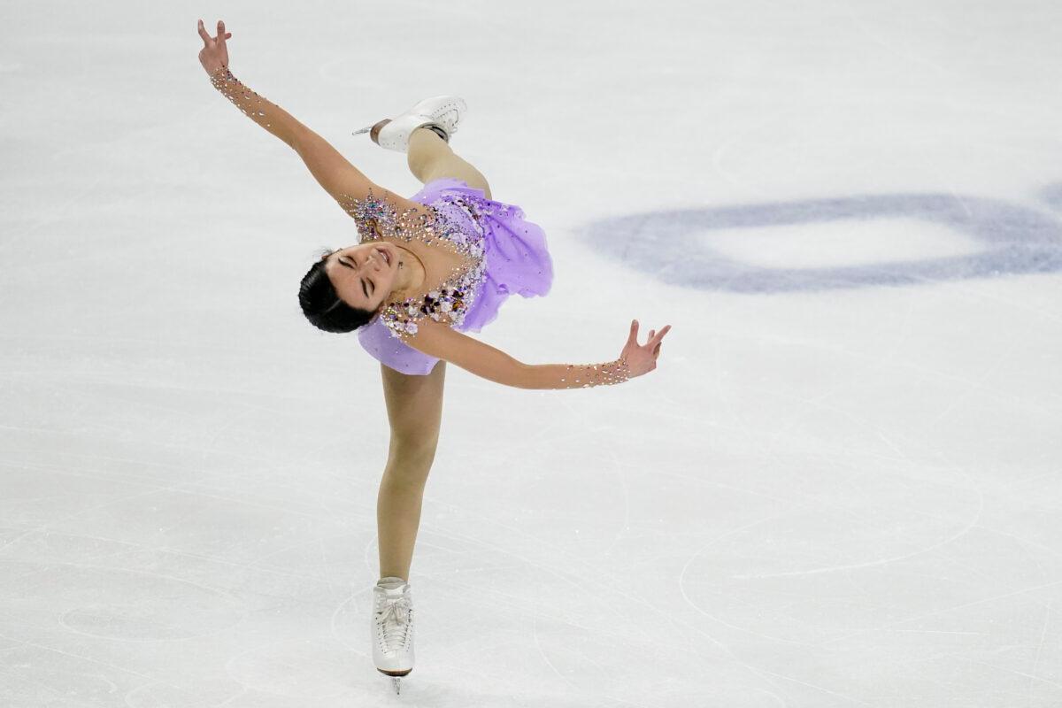 Karen Chen performs during the women's free skate at the U.S. Figure Skating Championships, in Las Vegas, Nev., on Jan. 15, 2021. (John Locher/AP Photo)