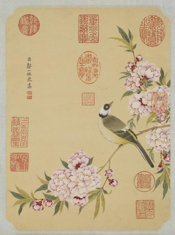 “Bird and Peach Blossoms in Spring,” Qing Dynasty, by Zou Yigui. (The National Palace Museum)