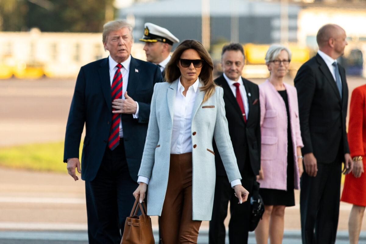 President Donald Trump and First Lady Melania Trump arrive in Helsinki, Finland, on July 15, 2018. (Charlotte Cuthbertson/The Epoch Times)
