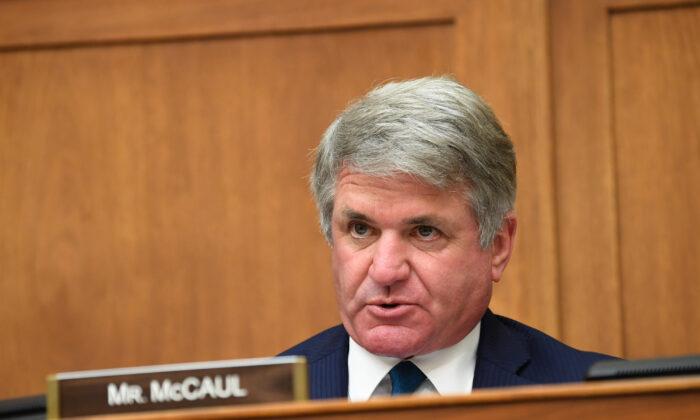 Rep. Michael McCaul (R-Texas) questions witnesses during a House Committee on Foreign Affairs hearing in Washington on Sept. 16, 2020. (Kevin Dietsch-Pool/Getty Images)