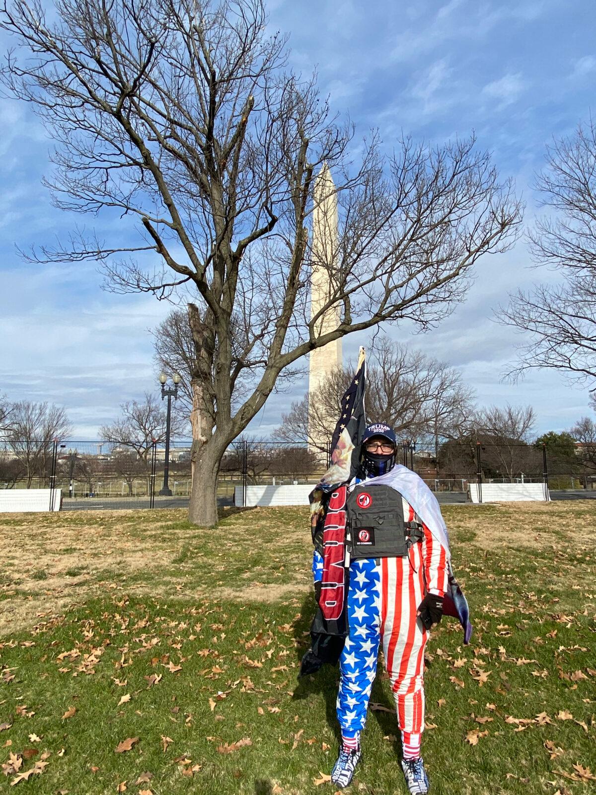 A Trump supporter who drove five hours from Connecticut and arrived in Washington on Jan. 17 said: “American patriots need to continue to be proud. We need to continue to support Donald Trump.” He declined to share his name. (Terri Wu/The Epoch Times)