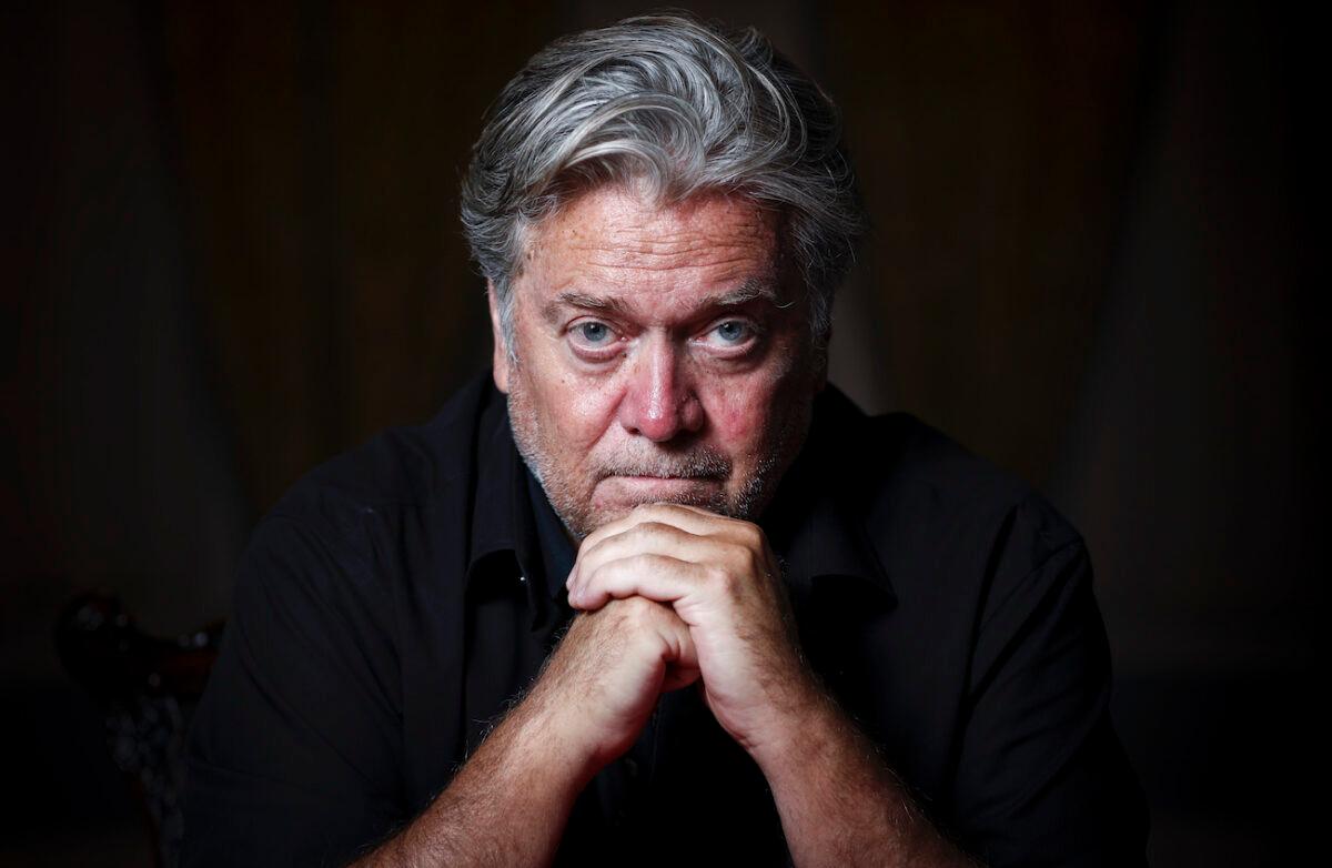 Steve Bannon, former White House chief strategist and former executive chairman of Breitbart News, at his home in Washington on Aug. 23, 2019. (Samira Bouaou/The Epoch Times)