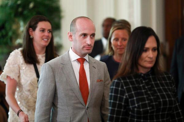 Stephen Miller, senior adviser to the president, attends a joint press conference with President Donald Trump and Australian Prime Minister Scott Morrison in the East Room of the White House on Sept. 20, 2019. (Charlotte Cuthbertson/The Epoch Times)