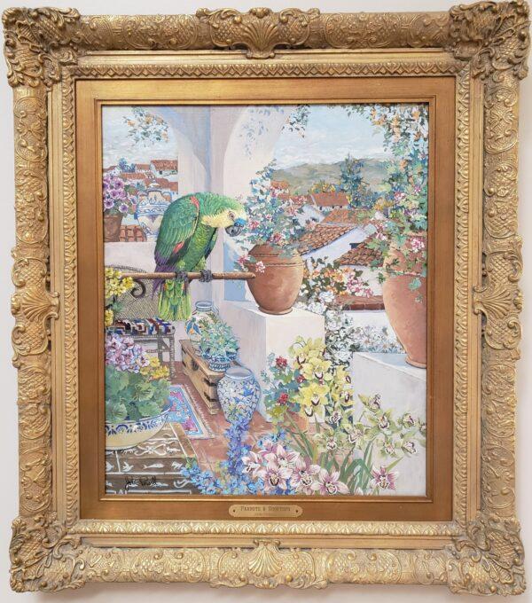 Framed “Parrot and Rooftops.” (Courtesy of Wayne Barnes)
