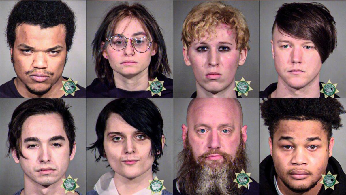 Mugshots of rioters arrested by Portland police in Portland, Ore., on Jan. 20, 2021. (Portland Police Department)