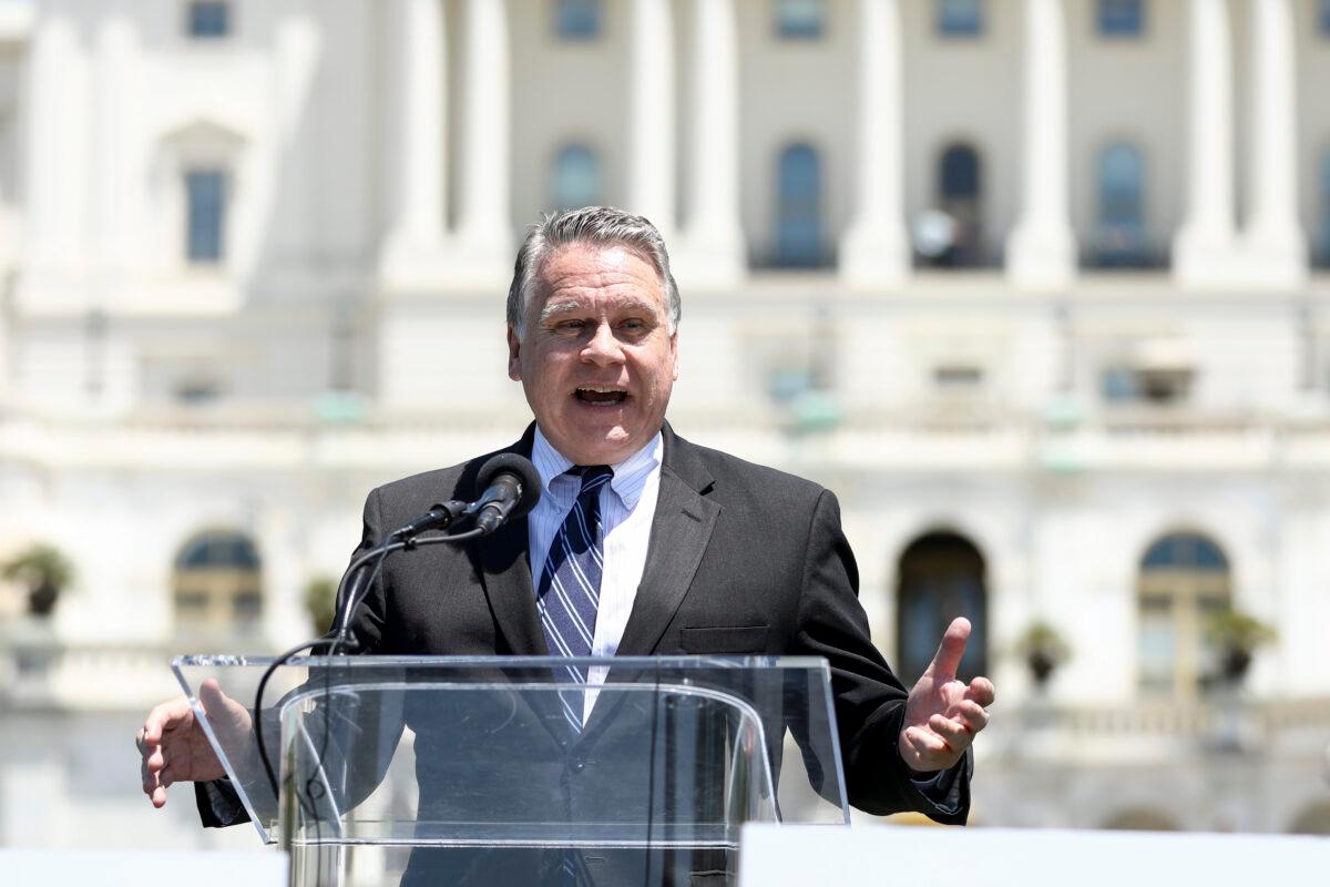 Rep. Chris Smith (R-N.J.) speaks at a rally on the West Lawn of the U.S. Capitol in Washington on June 4, 2019. (Samira Bouaou/The Epoch Times)