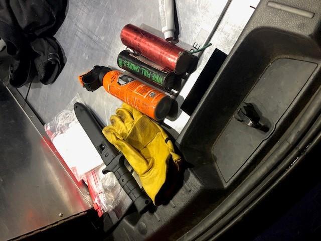 Some of the items seized from rioters in Portland, Ore., on Jan. 20, 2021. (Portland Police Department)