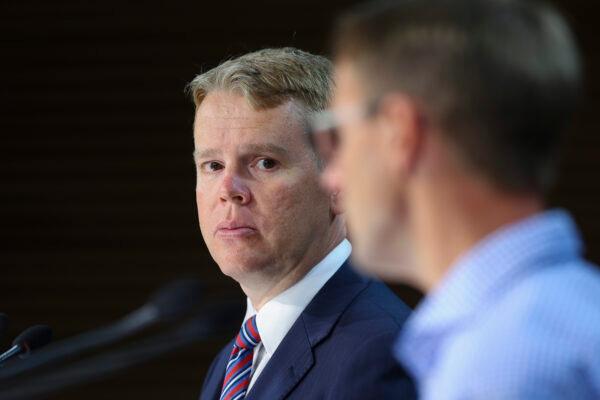 Minister for COVID-19 Response Chris Hipkins during a press conference at Parliament in Wellington, New Zealand on January 24, 2021. (Hagen Hopkins/Getty Images)
