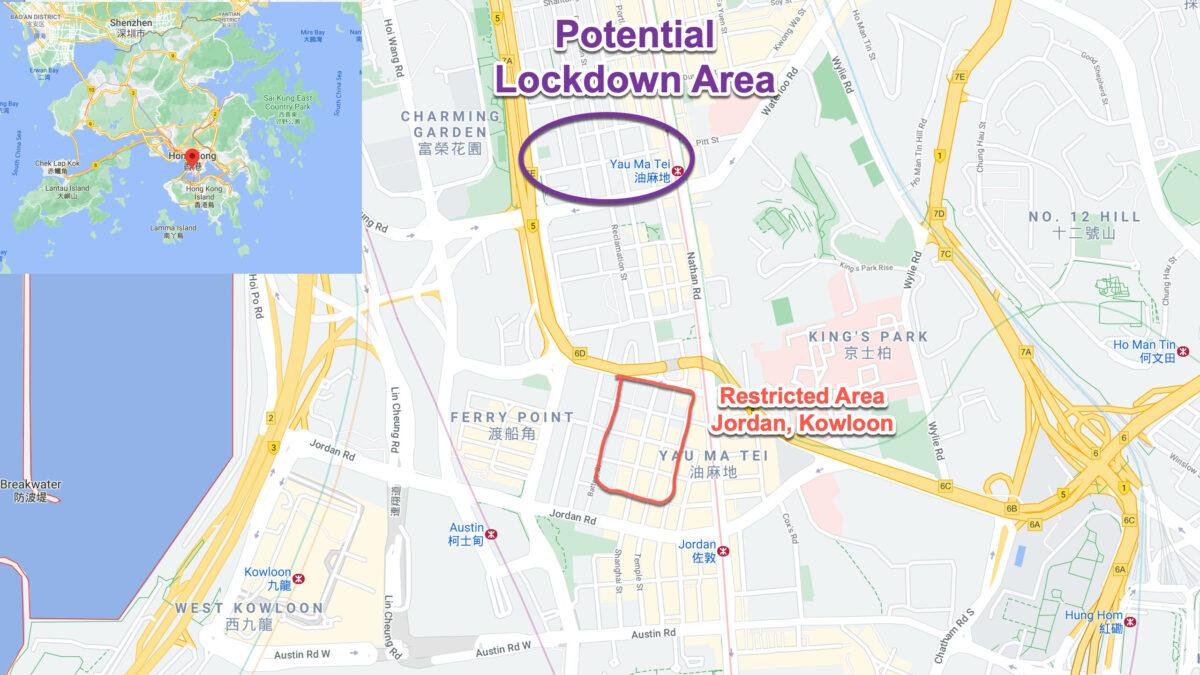 Yau Ma Tei Fruit Market is the area locals fear of the next lockdown. (Source: Hong Kong government, Chinese University of Hong Kong, and Google Maps)