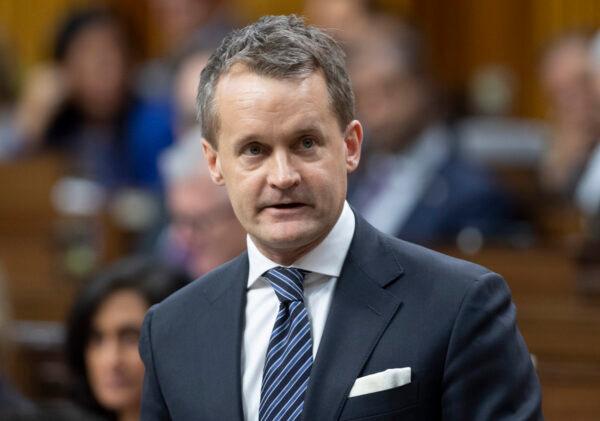 Natural Resources Minister Seamus O'Regan rises during Question Period in the House of Commons on Feb. 4, 2020, in Ottawa. (Adrian Wyld/The Canadian Press)