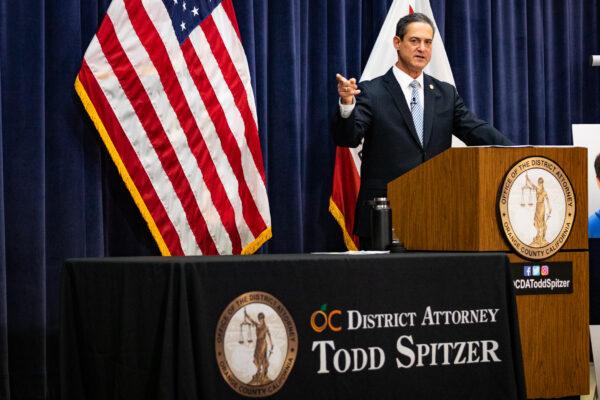 Orange County District Attorney Todd Spitzer speaks during a Jan. 25, 2021 press conference. (John Fredricks/The Epoch Times)