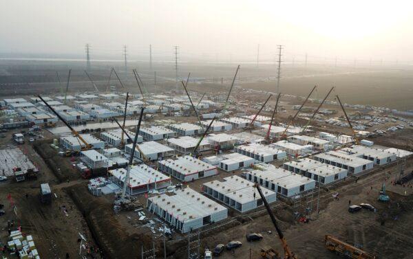 The under-construction centralized quarantine facilities, where people at risk of contracting the COVID-19 are to be taken into quarantine in Shijiazhuang, in northern China's Hebei Province on Jan. 16, 2021. (STR/CNS/AFP via Getty Images)