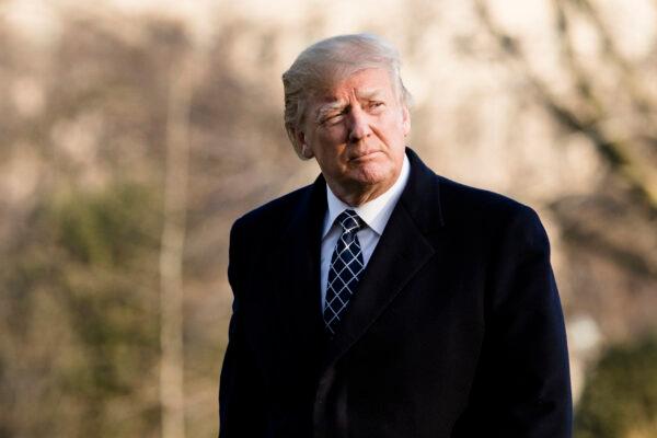 Then-President Donald Trump returns to the White House in Washington on March 25, 2018. (Samira Bouaou/The Epoch Times)
