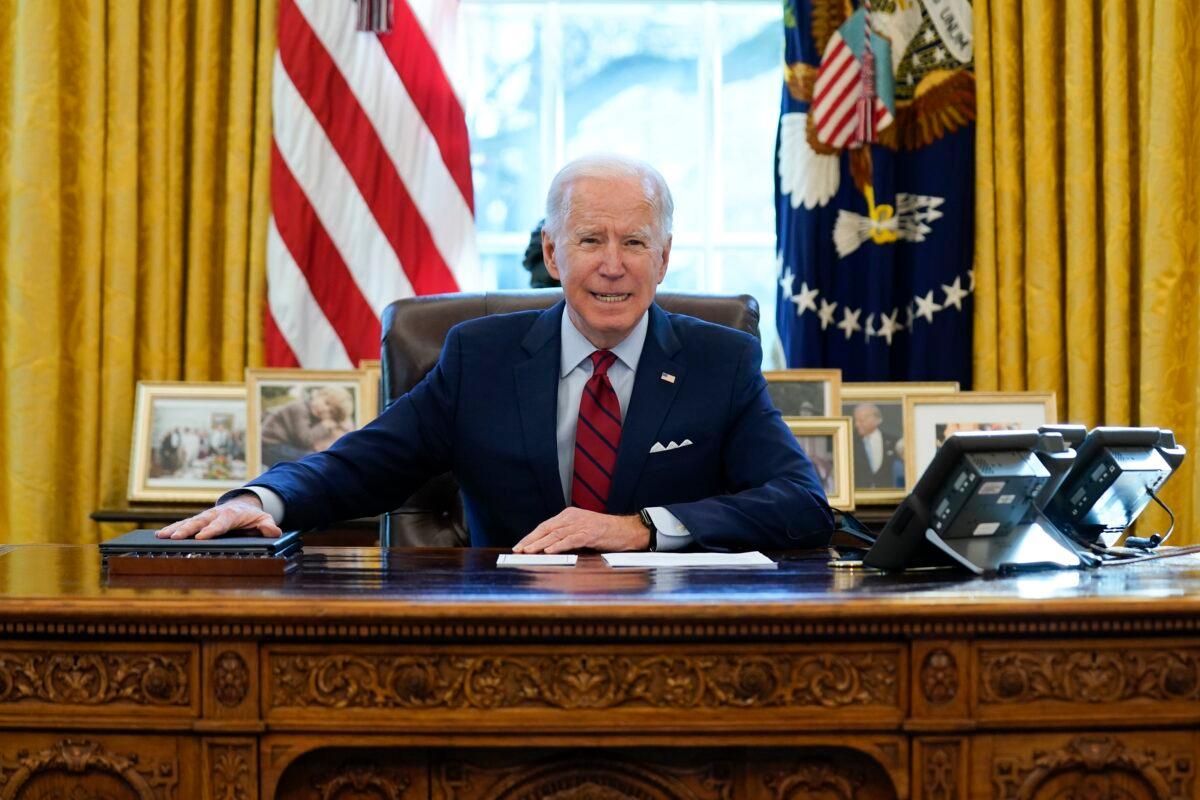 President Joe Biden delivers remarks on health care in the Oval Office of the White House in Washington on Jan. 28, 2021. (Evan Vucci/AP Photo)