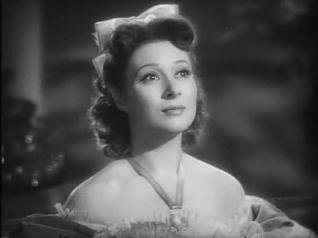 Greer Garson as Lizzie Bennet in a lovely 1830s-era costume from the film "Pride and Prejudice." (Public Domain)
