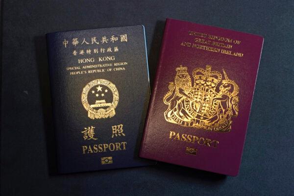 A British National Overseas passports (BNO) and a Hong Kong Special Administrative Region of the People's Republic of China passport are seen in Hong Kong, on Jan. 29, 2021. (Kin Cheung/AP Photo)