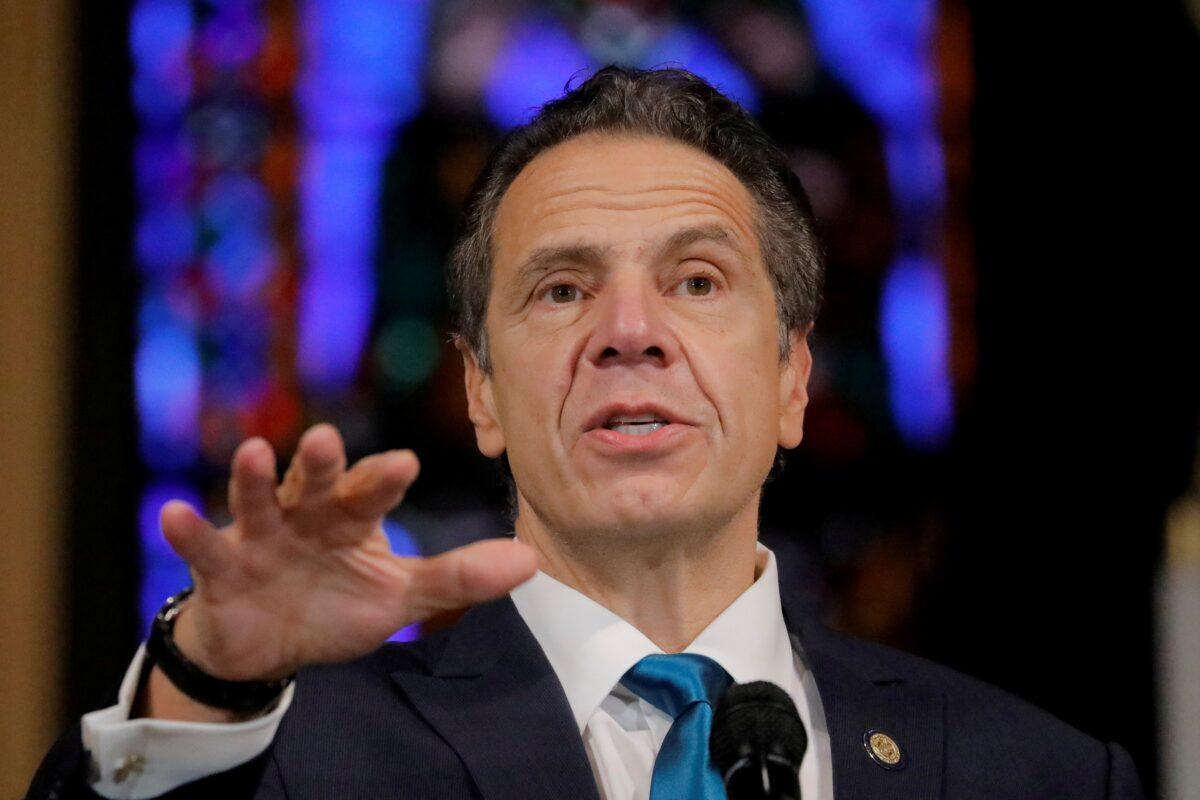 New York Gov. Andrew Cuomo delivers remarks on the coronavirus disease at the Riverside Church in New York City, on Nov. 15, 2020. (Andrew Kelly/Reuters)
