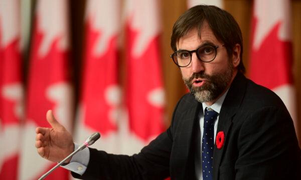 Minister of Canadian Heritage Steven Guilbeault holds a press conference in Ottawa, Canada, on Nov. 3, 2020. (Sean Kilpatrick/The Canadian Press)