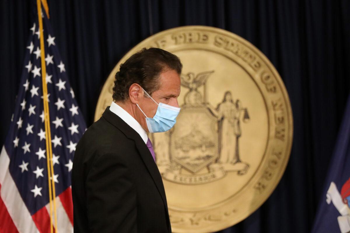 New York Gov. Andrew Cuomo arrives for a news conference in New York City on Sept. 8, 2020. (Spencer Platt/Getty Images)