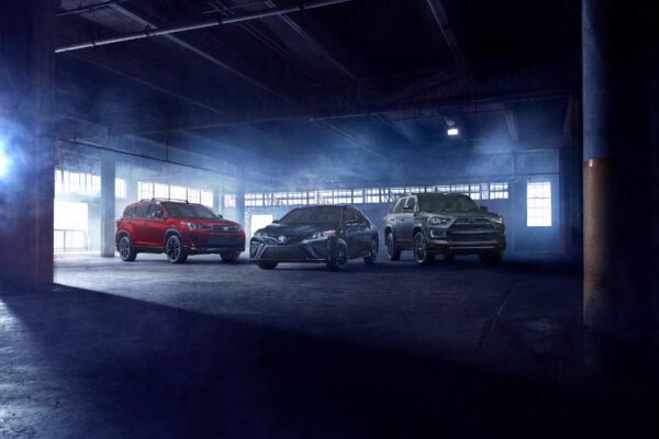 Nightshade trio of Highlander, Camry, and 4Runner. (Courtesy of Toyota)