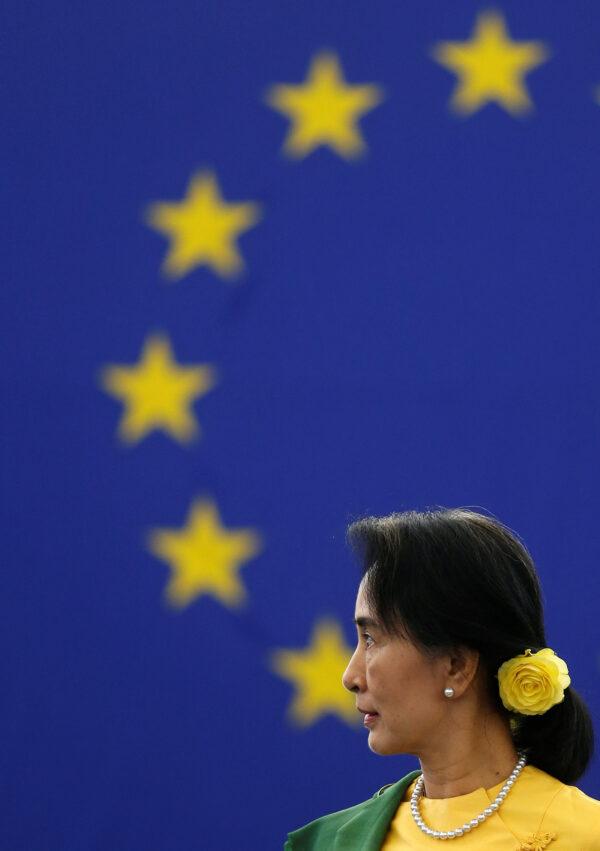 Aung San Suu Kyi attends an award ceremony to receive her 1990 Sakharov Prize at the European Parliament in Strasbourg, on Oct. 22, 2013. (Vincent Kessler/Reuters)