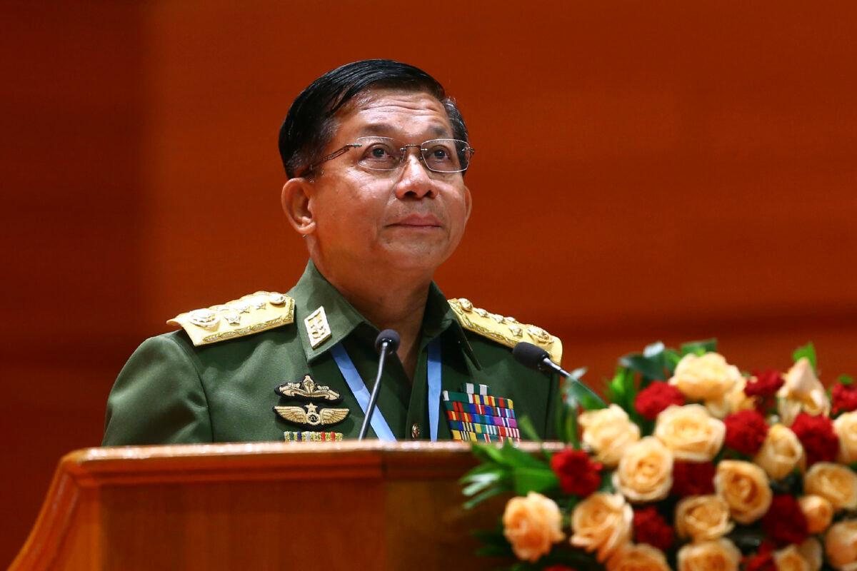 Burma's Army Commander-in-Chief Senior Gen. Min Aung Hlaing speak in Naypyitaw, Burma, on July 11, 2018. (Aung Shine Oo/AP Photo)