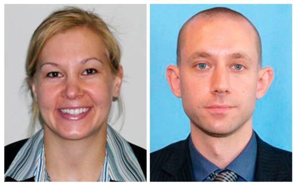 Laura Schwartzenberger (L) and FBI agent Daniel Alfin (R) in an undated photo. (FBi via AP)