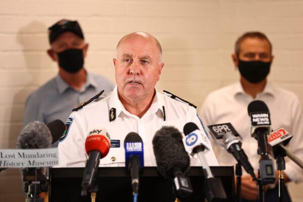 DFES Commissioner Darren Klemm addresses the media at Mundaring Arena in Perth, Australia on Feb. 04, 2021. (Paul Kane/Getty Images)
