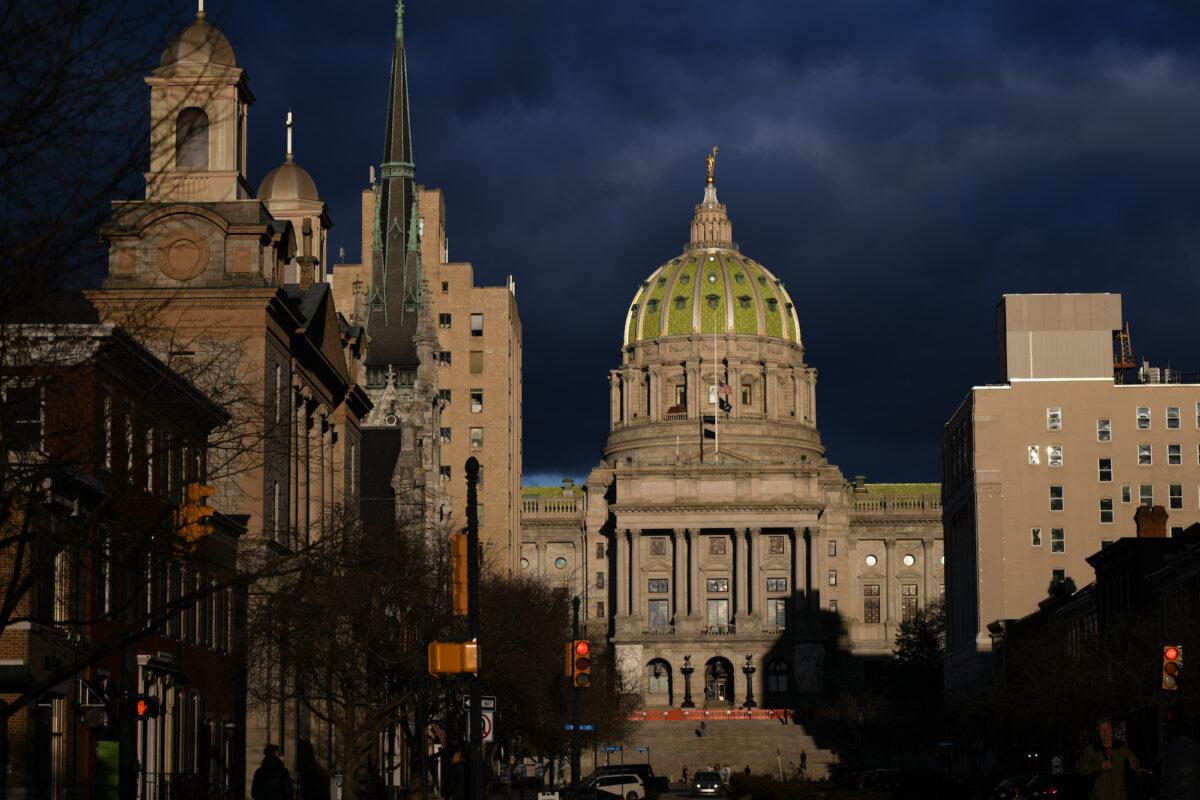 The Capitol building in Harrisburg, Pa., on Jan. 17, 2021. (Mark Makela/Getty Images)
