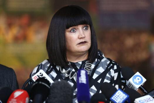 Rugby Australia Chief Executive Raelene Castle speaks during a media update on the future of Wallabies player Israel Folau at Rugby Australia Headquarters in Sydney, Australiaon April 15, 2019. (Matt King/Getty Images)