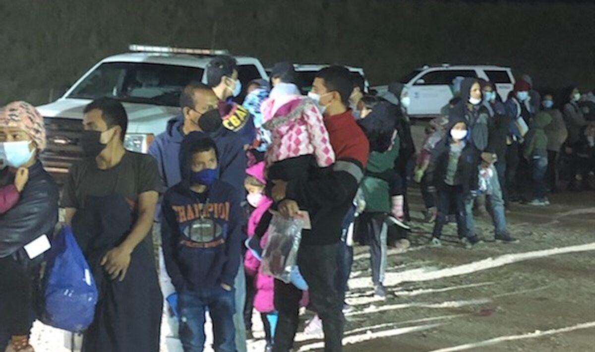 U.S. Border Patrol agents apprehended two large groups of illegal aliens within an hour of each other near Mission, Texas, on Feb. 4, 2021. (Courtesy of U.S. Customs and Border Protection)