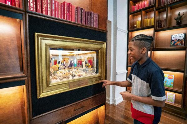 A visitor to the Planet Word Museum in Washington is surprised when a storybook diorama appears magically on the wall. (Courtesy of DuHon Photography)