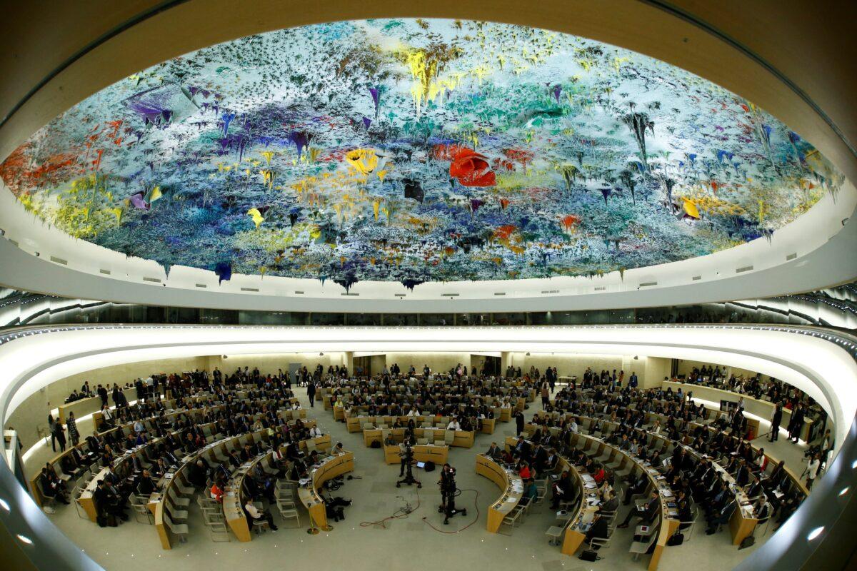 Overview of the United Nations Human Rights Council is seen in Geneva, on June 6, 2017. (Denis Balibouse/Reuters)