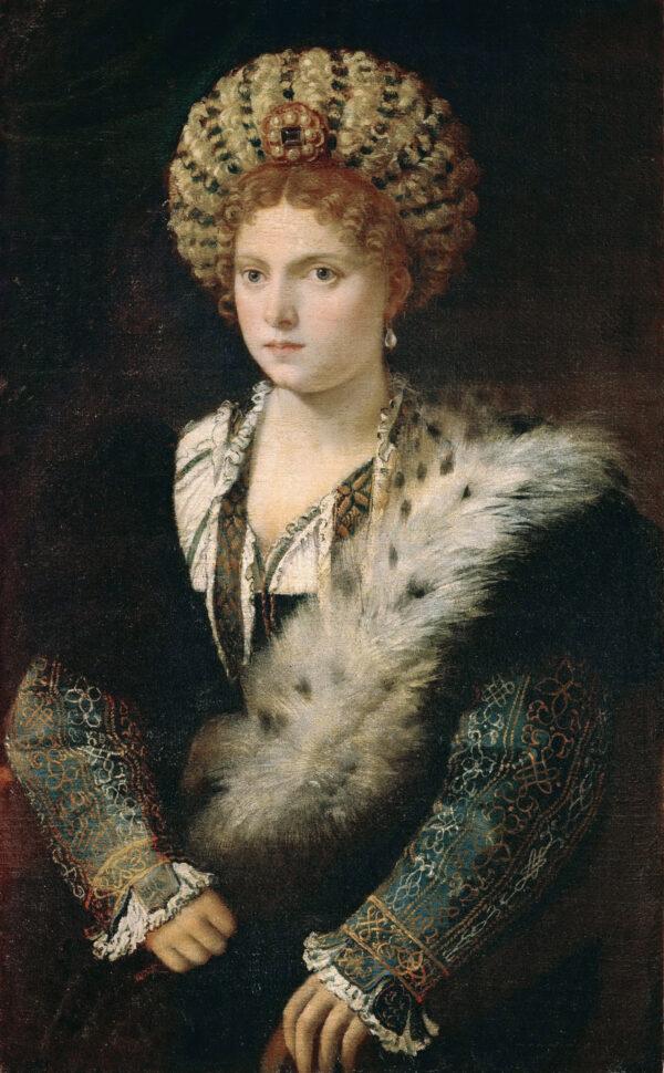 Portrait of Isabella d'Este, circa 1534–1536, by Titian. Kunsthistorisches Museum, Vienna. (Public Domain)