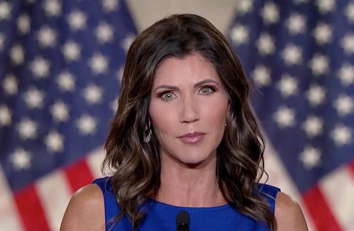 In this screenshot from the RNC’s livestream of the 2020 Republican National Convention, South Dakota Gov. Kristi Noem addresses the virtual convention on Aug. 26, 2020. (Courtesy of the Committee on Arrangements for the 2020 Republican National Committee via Getty Images)