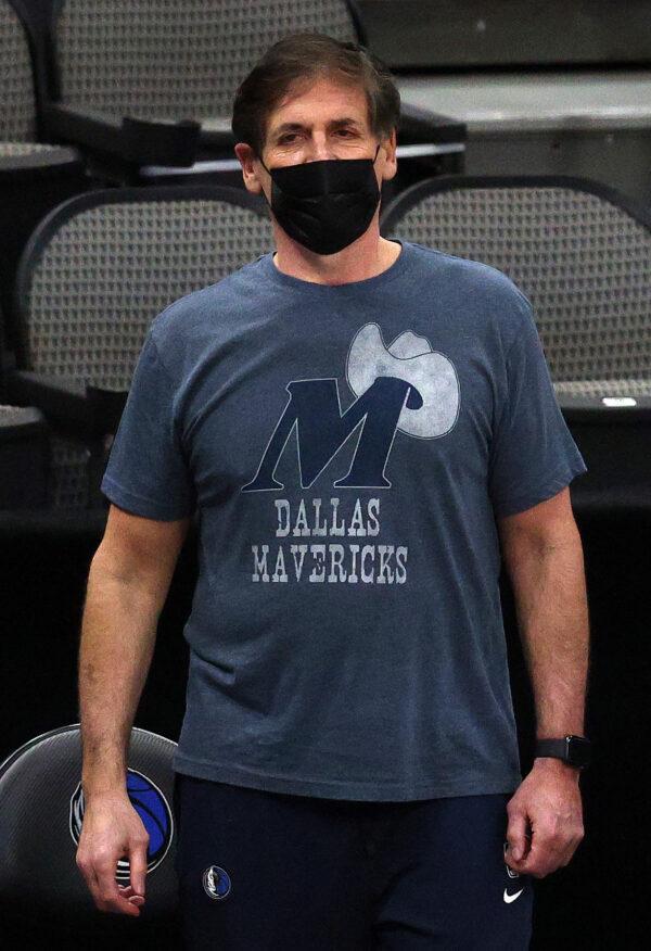 Owner Mark Cuban of the Dallas Mavericks at American Airlines Center in Dallas, Texas, on Jan. 30, 2021. (Ronald Martinez/Getty Images)