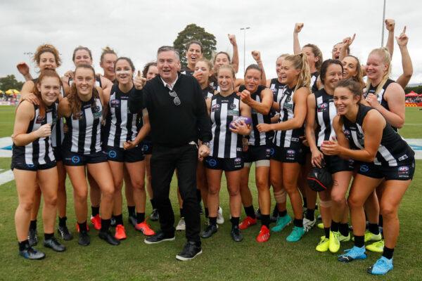 Eddie McGuire is seen during the match between the Collingwood Magpies and the Western Bulldogs at Morwell Recreation Reserve on March 08, 2020 in Melbourne, Australia. (Dylan Burns/AFL Photos via Getty Images)