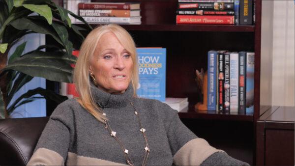 Anne Dunsmore, campaign manager and finance director for Rescue California, sits for an interview with EpochTV's "California Insider" in February 2021. (The Epoch Times)