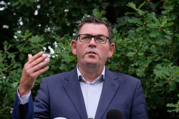 Victorian Premier Daniel Andrews addresses the media during a press conference in Melbourne, Australia on Feb. 13, 2021. (Luis Ascui/Getty Images)