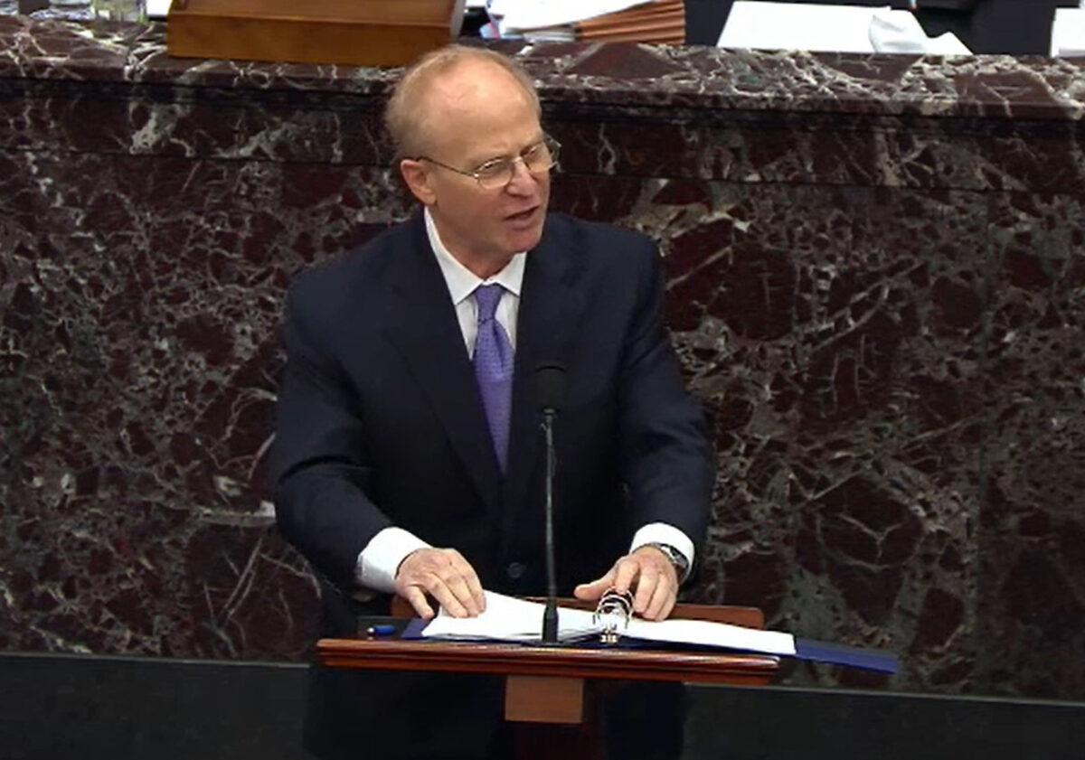 Former President Donald Trump's defense attorney David Schoen speaks on the fourth day of the second impeachment trial against Trump at the U.S. Capitol in Washington, on Feb. 12, 2021. (congress.gov via Getty Images)