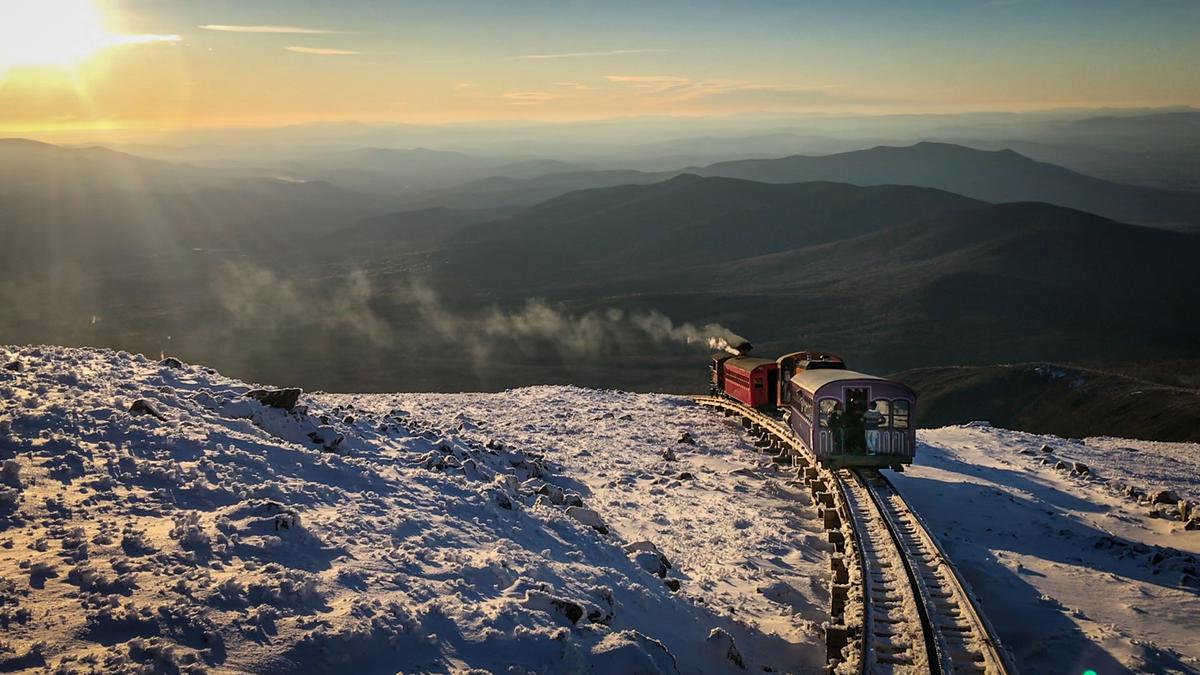 The Mount Washington Cog Railway, the world's first mountain-climbing cog railway. (Courtesy of Visit New Hampshire)