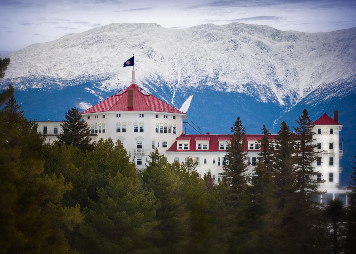 Beyond the treetops, a glimpse of the Omni Mount Washington Hotel. (Courtesy of Omni Mount Washington Resort)